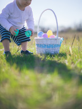 toddler on a Easter egg hunt