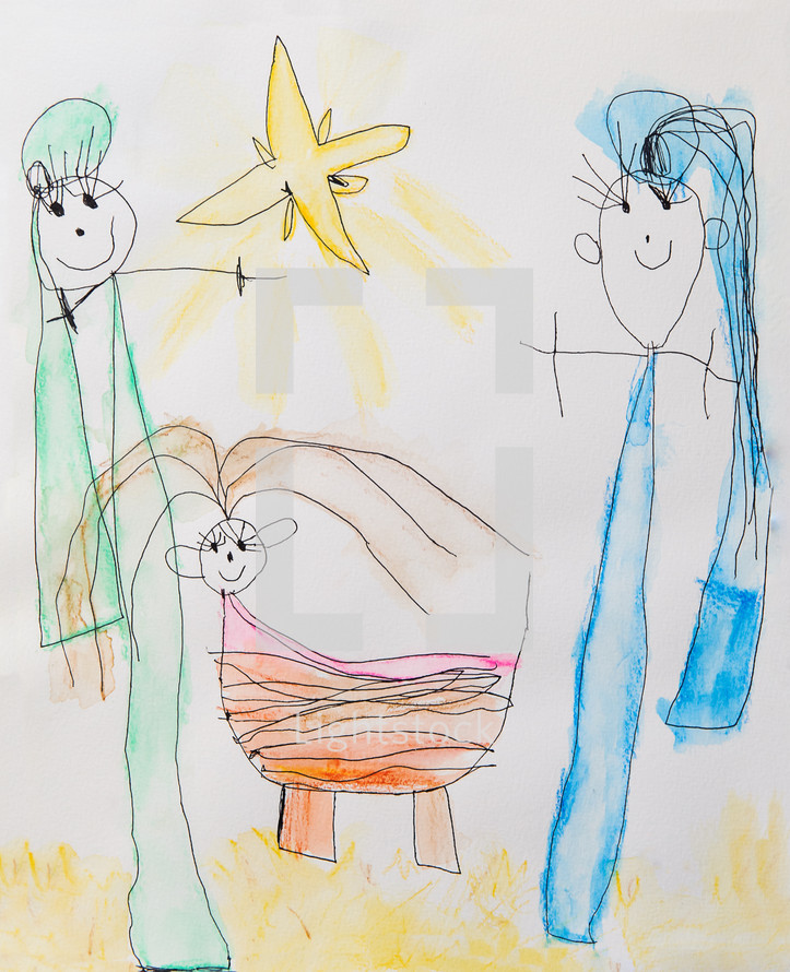 child's drawing of the Nativity 
