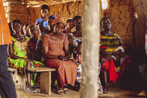 Christian African people sitting in church in a small village church in the Ivory Coast in west Africa
