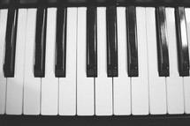 Close up of the keys on a piano