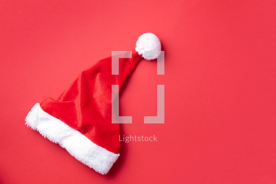 Red Santa Clause hat with copy space
