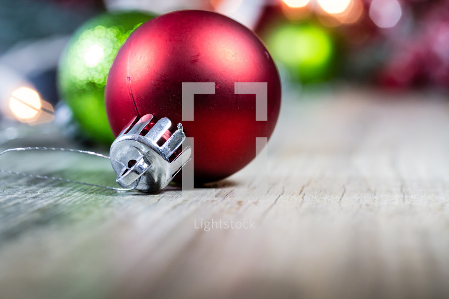 red and green Christmas ornaments 