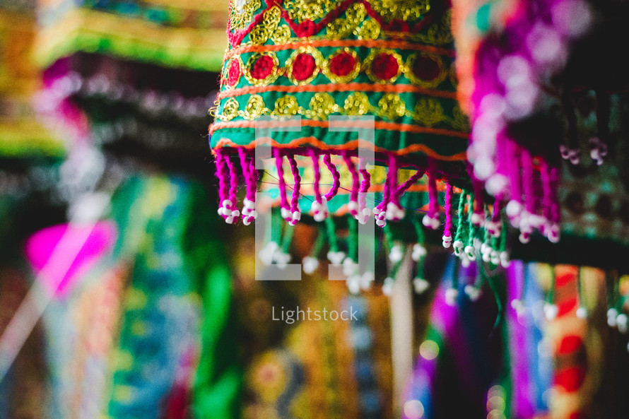 clothing in a market in the middle east 