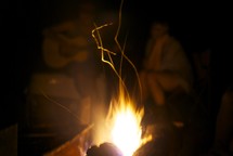 Friends around a campfire.