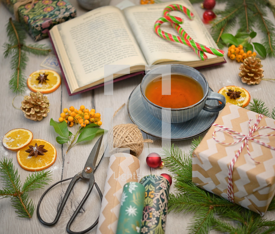 Vintage Holidays Table Decor with Tea cup