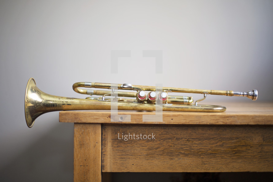 a brass trumpet