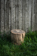 tree stump and wooden fence background 