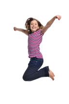 little girl jumping in the air 