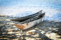 boats beached on the sand 