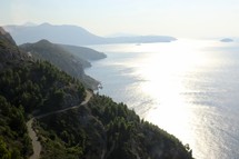 winding road along a coastline 
