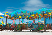 Umbrellas and chairs on the beach.