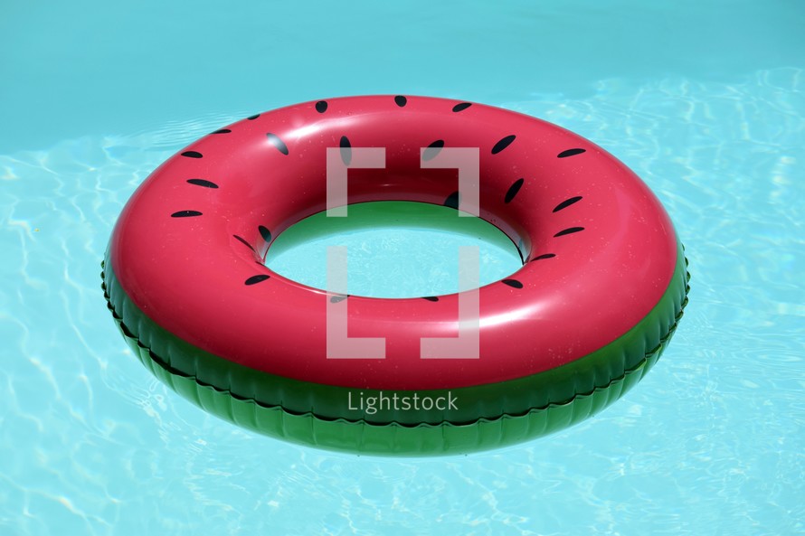 watermelon float in a pool 