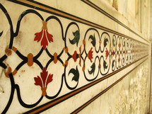 Ornate inlaid tile.