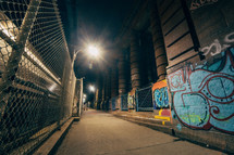 Graffiti covered New York bridge