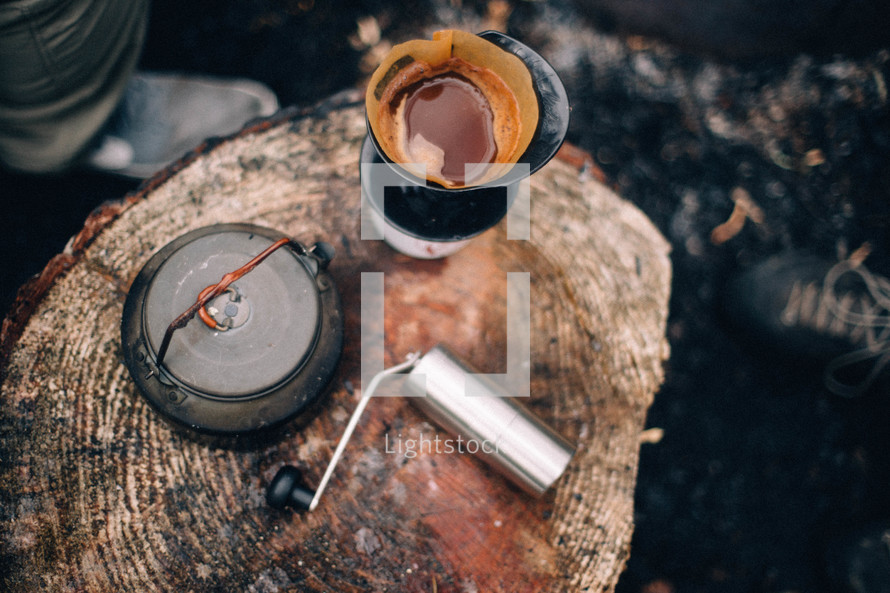 slow brew coffee and grinder 
