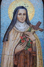 mosaic tile art of a Nun