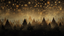 Golden trees and stars background. 
