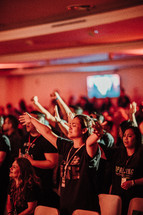 raised hands during a worship service
