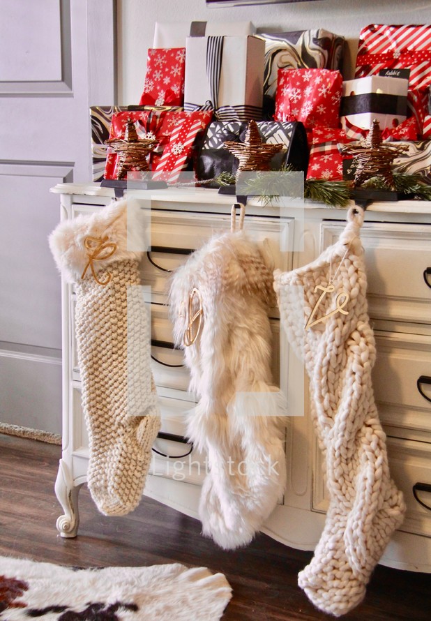 Christmas gifts and stockings 