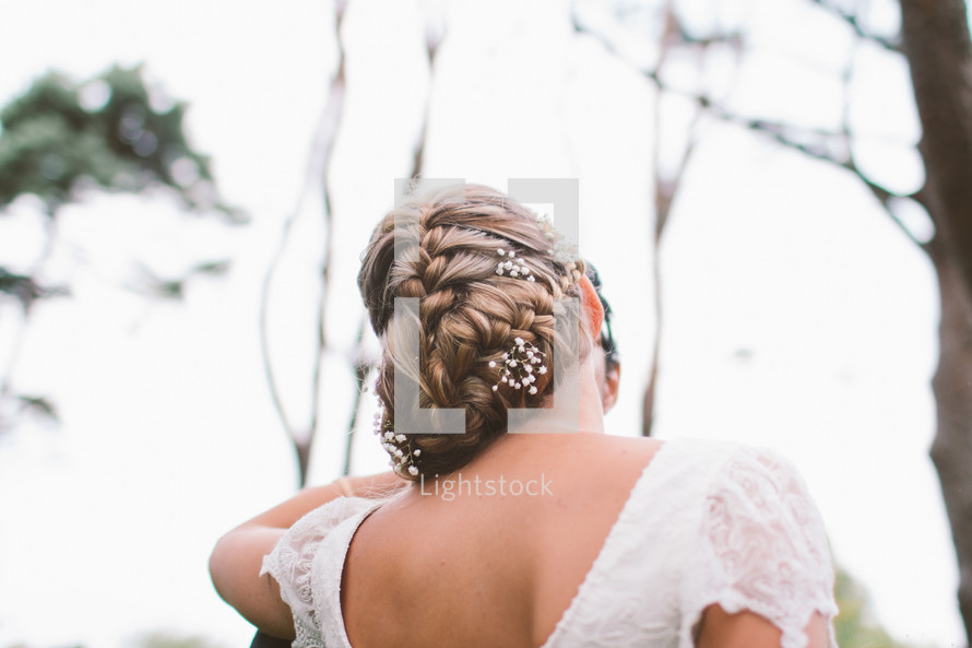 brides braided hair 