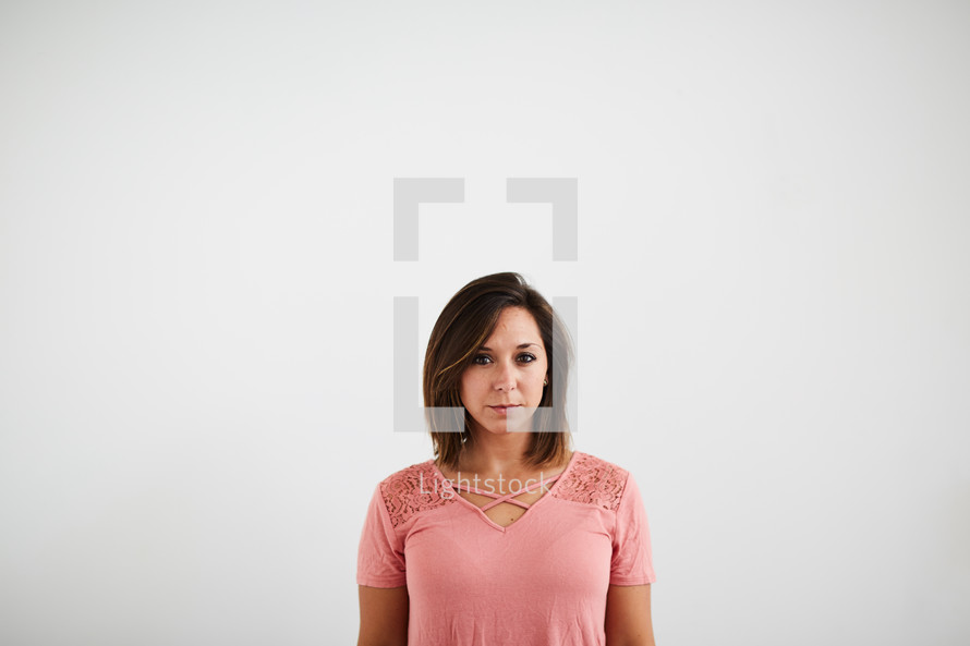 portrait of a woman against a white background 