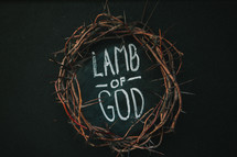 crown of thorns and the words lamb of god 