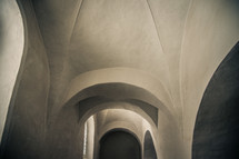 arched ceiling in a hallway