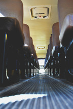 rows of seats on a school bus 