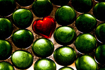 glass heart in green