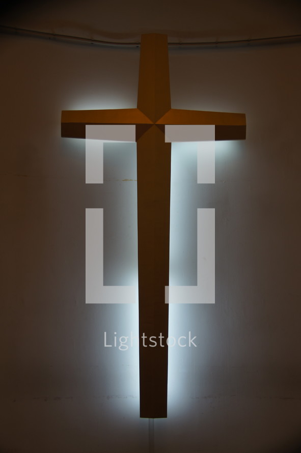 Backlit cross, symbol of Christianity