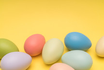Easter eggs on a yellow background 