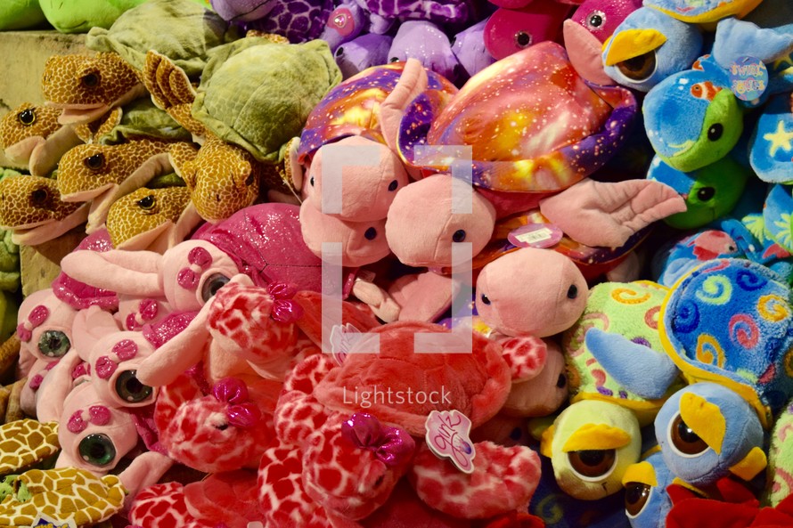 display stuffed animal toys in a store 