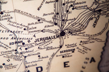Map of Jerusalem and surrounding locations