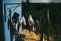 clothes on a clothes line 