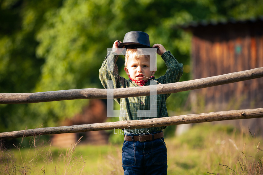Little Cute Toddler in Cowboy Western Outfit