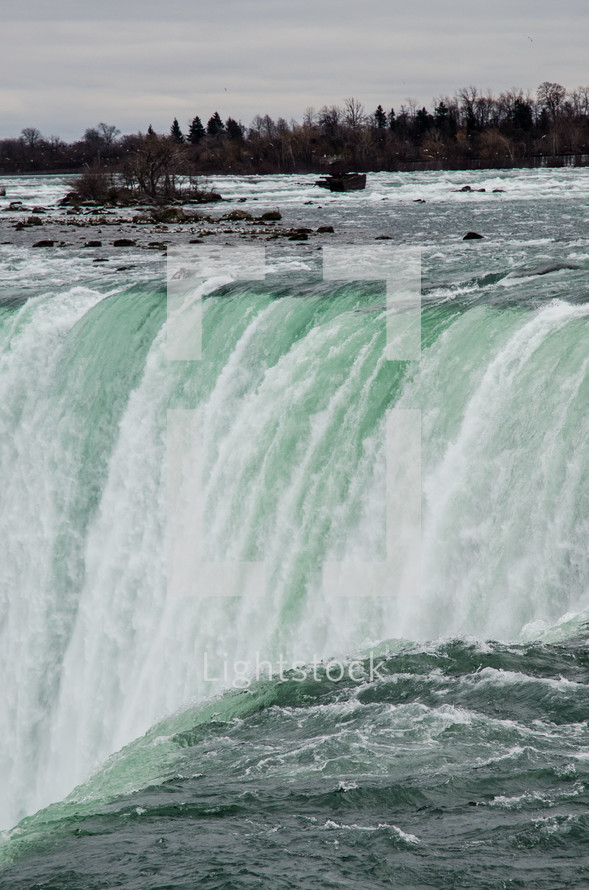 rushing water in a waterfall 