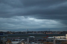 airport under a cloudy sky 
