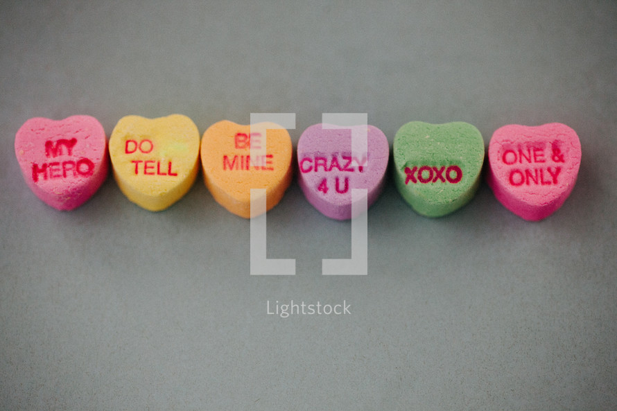 candy conversation hearts for Valentine's Day 