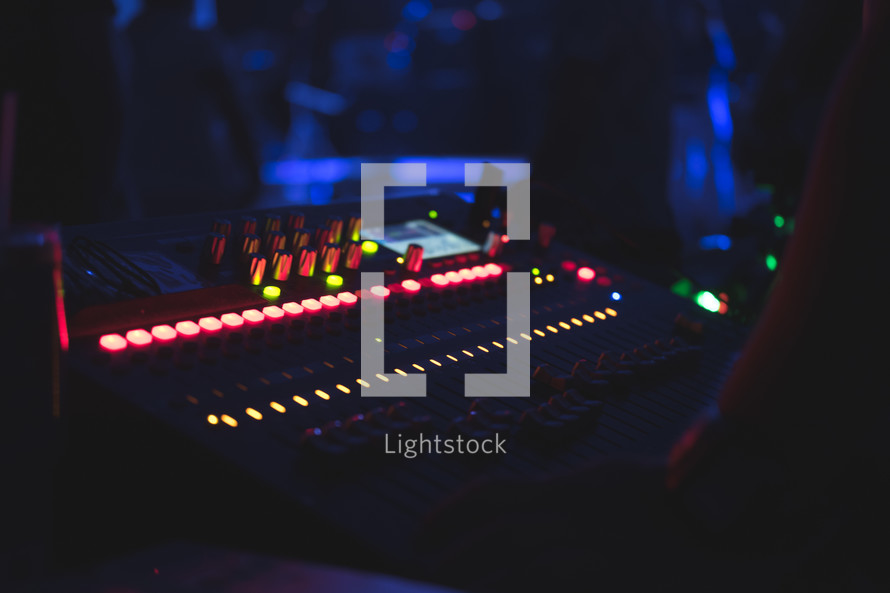 lights on a soundboard 