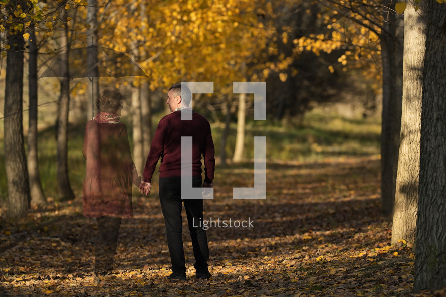 Love You Forever Couple in Autumn Forest