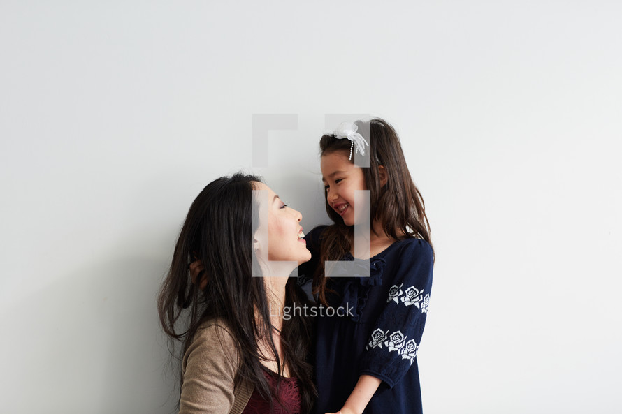 mother and daughter in studio 