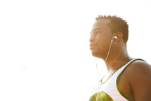 man listening to music as he is training 