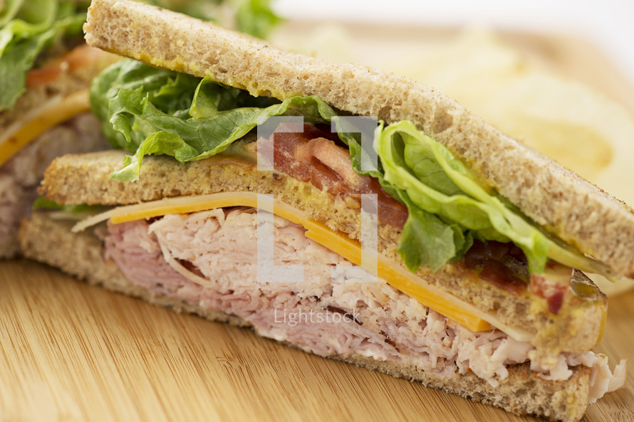 close up club sandwich.