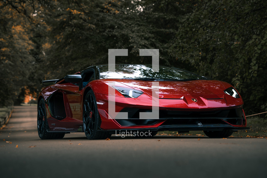 Lamborghini Aventador, red super car, sports car, powerful, race car, new supercar, Lambo, luxury vehicle