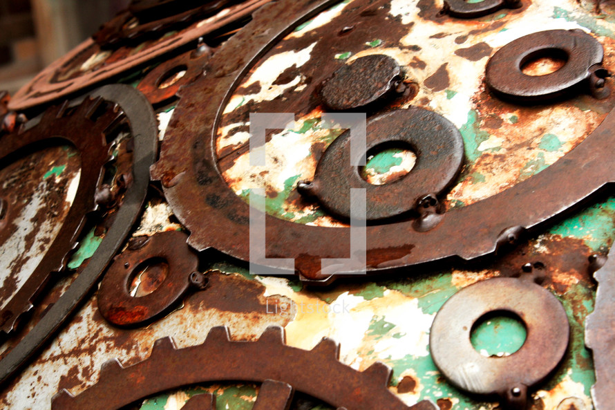 rusty metal gears