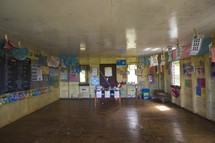 empty classroom in a tropical school house