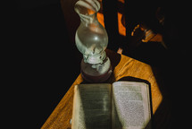 lantern and opened Bible 