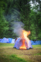 tent on fire 