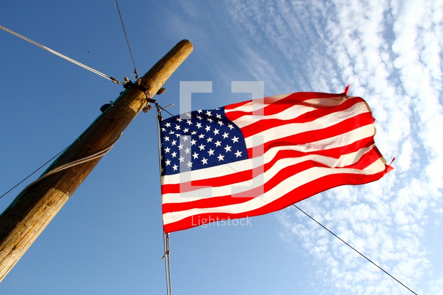 America Flag on a mast 