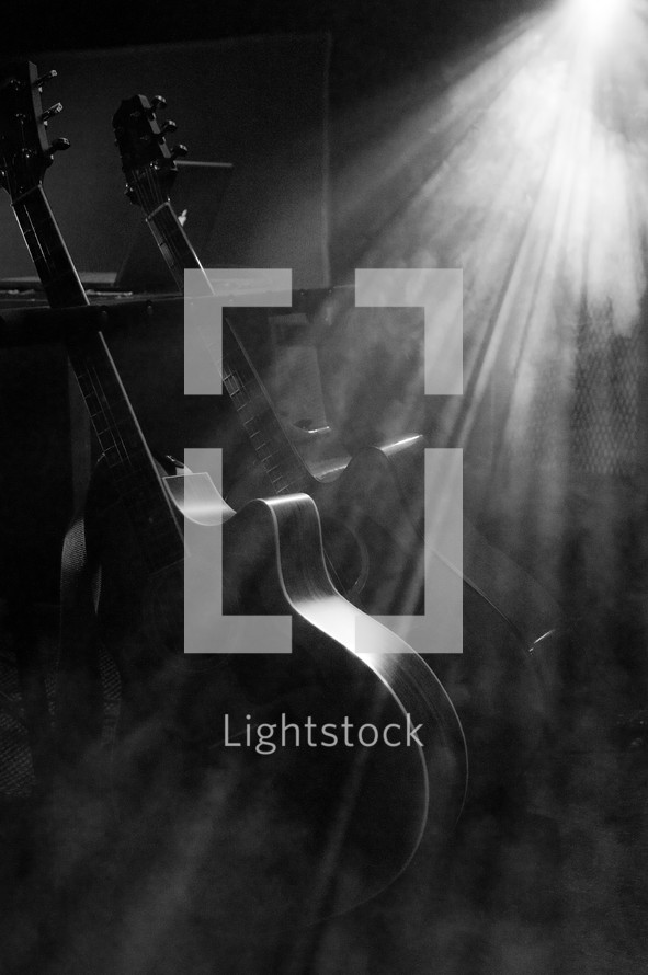 stage lights on a guitar 